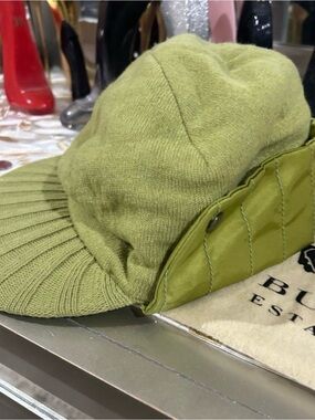 Burberry Wool Nova Quilt Peak Military Cadet Cap – Bright Caper Green – M